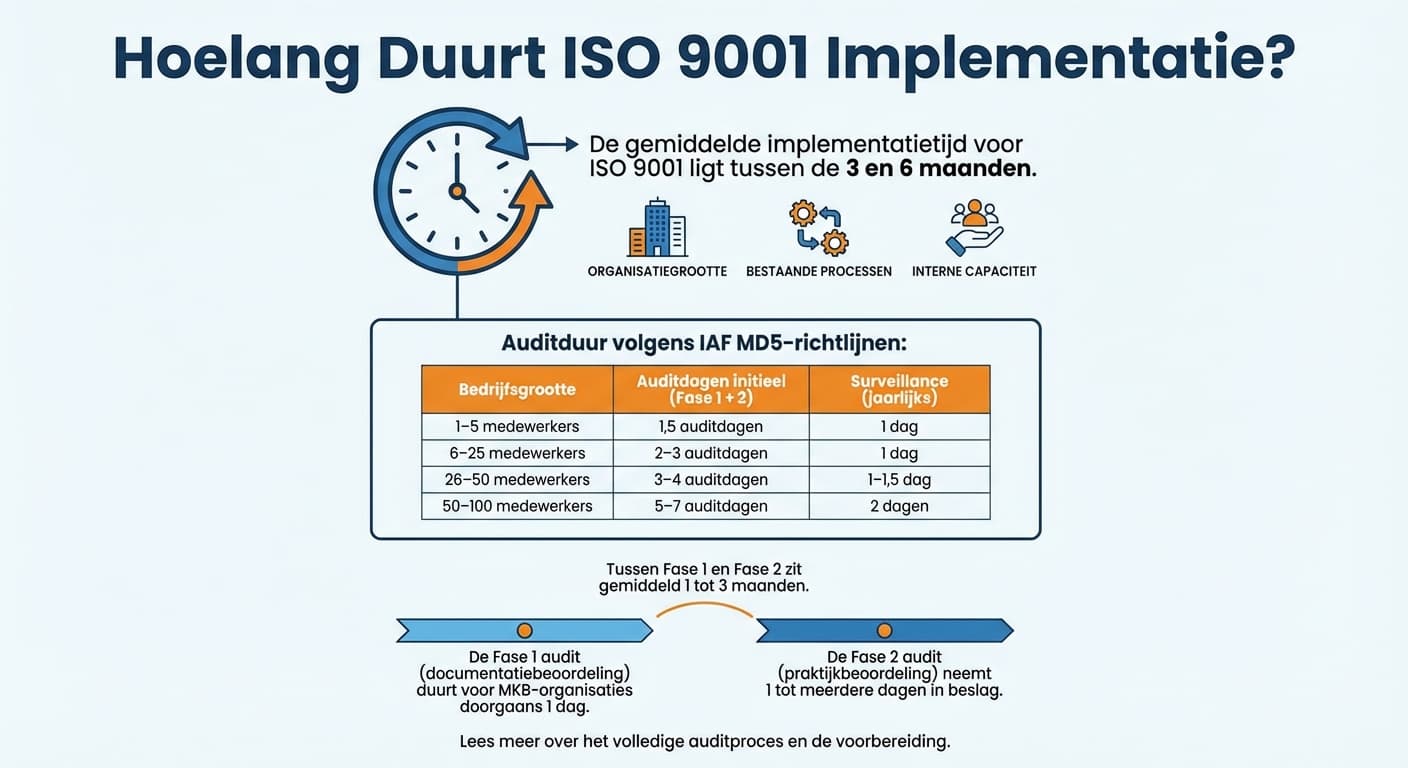 Hoe lang duurt ISO 9001 implementatie