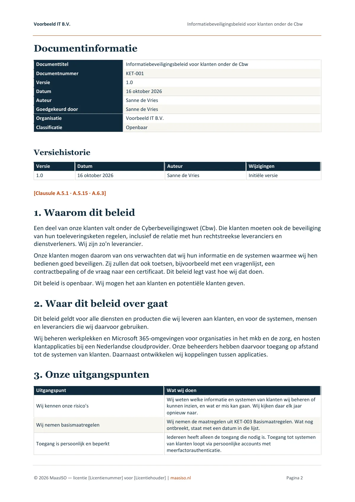 Informatiebeveiligingsbeleid (KET-001): het beleid dat u aan klanten kunt geven