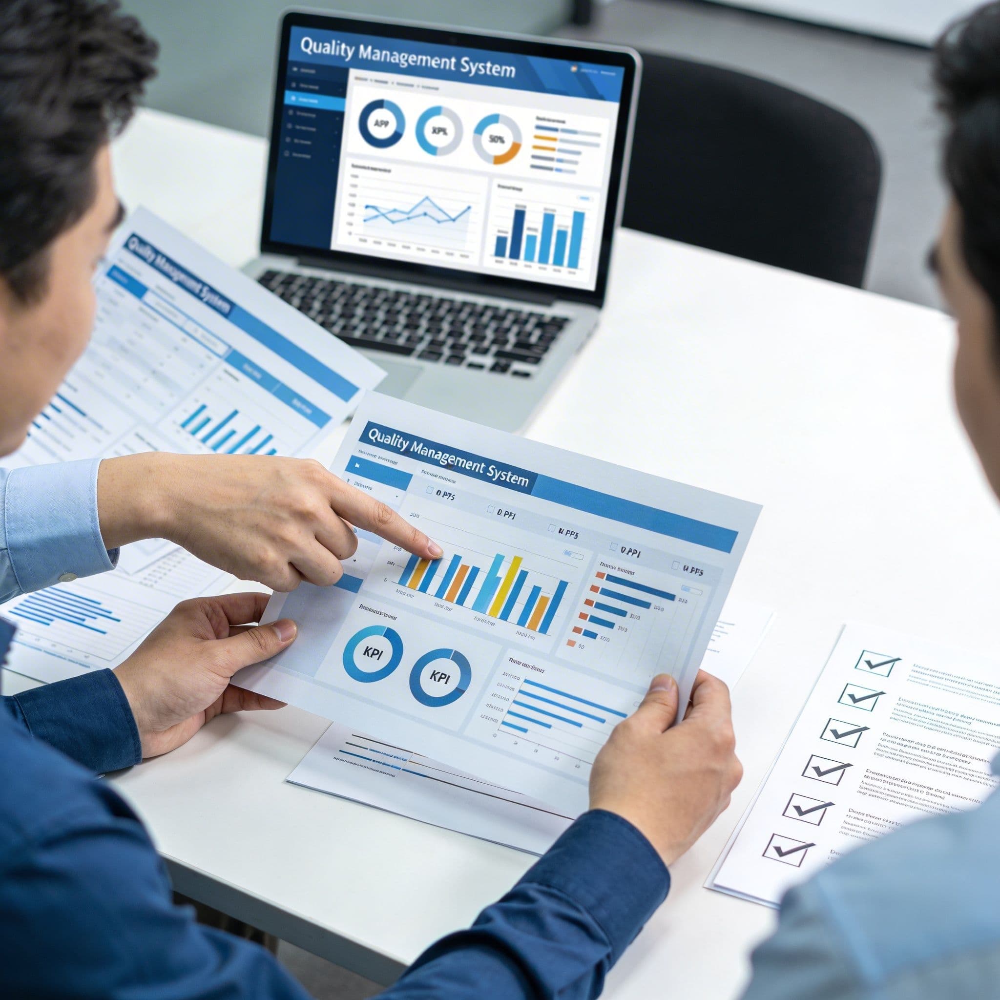 Directiebeoordeling ISO 9001 vergadering met directie en KMS dashboard